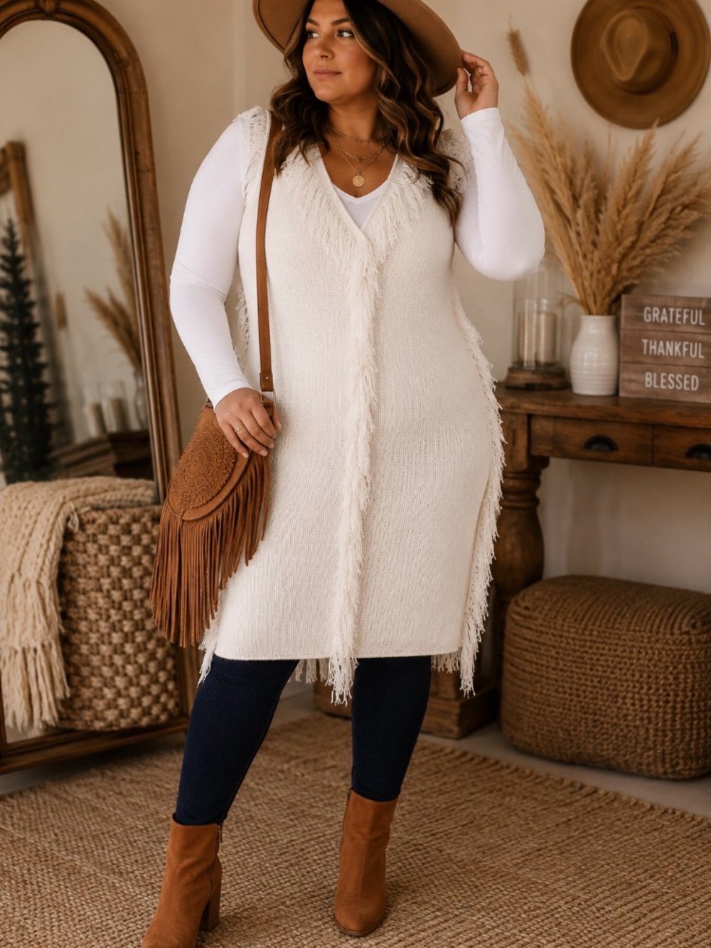 NWT Ashley Stewart Fringe Sweater Vest | Size 22/24 Plus| Boho Layering Piece